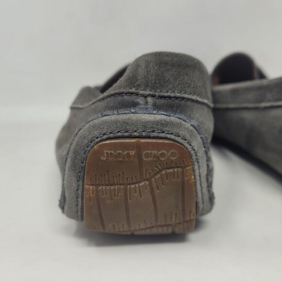 Jimmy Choo Shoes EU44.5 US11.5 Gray Suede Driving Loafers Slip On Moccasin Italy - Picture 4 of 14